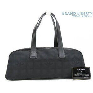 Chanel Travel Line Boston Bag Handbag Black Leather